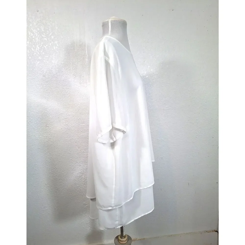 Michael Kors White Layer Whimsical Layered Top Size 2X